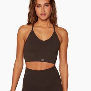 Set Active Sculptflex Ribbed V Bra in Espresso